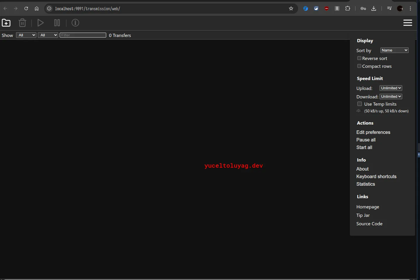 Transmission Web Arayüzü