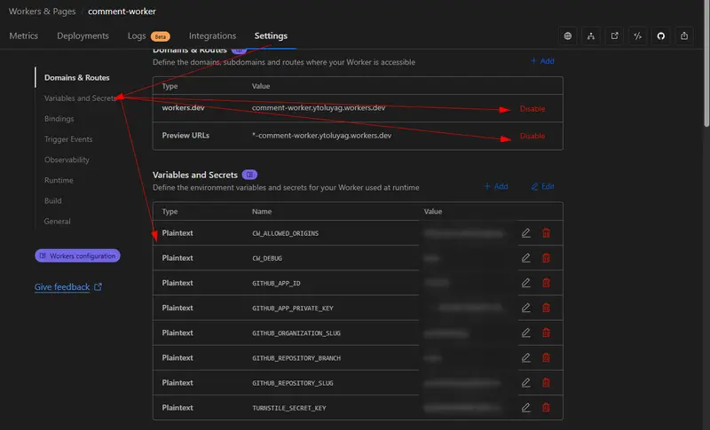 comment-worker-cloudflare-settings