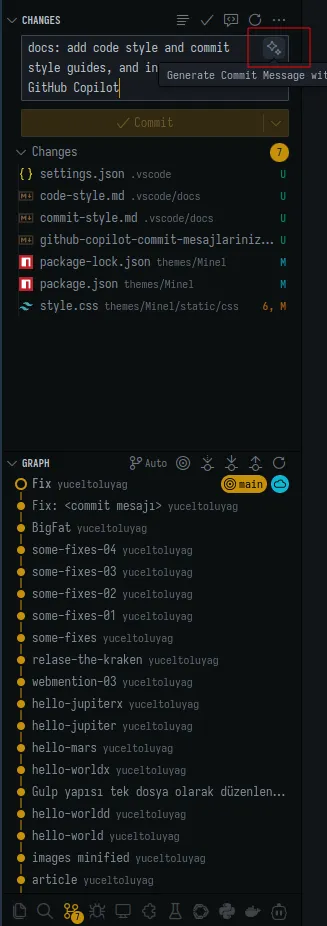 GitHub Copilot Commit Mesajı Önerisi