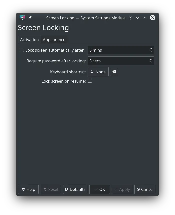 RKScreenLocker ayarları